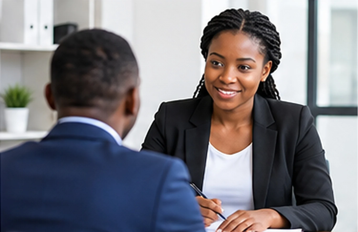 A professional recruitment conversation focused on people and opportunity
