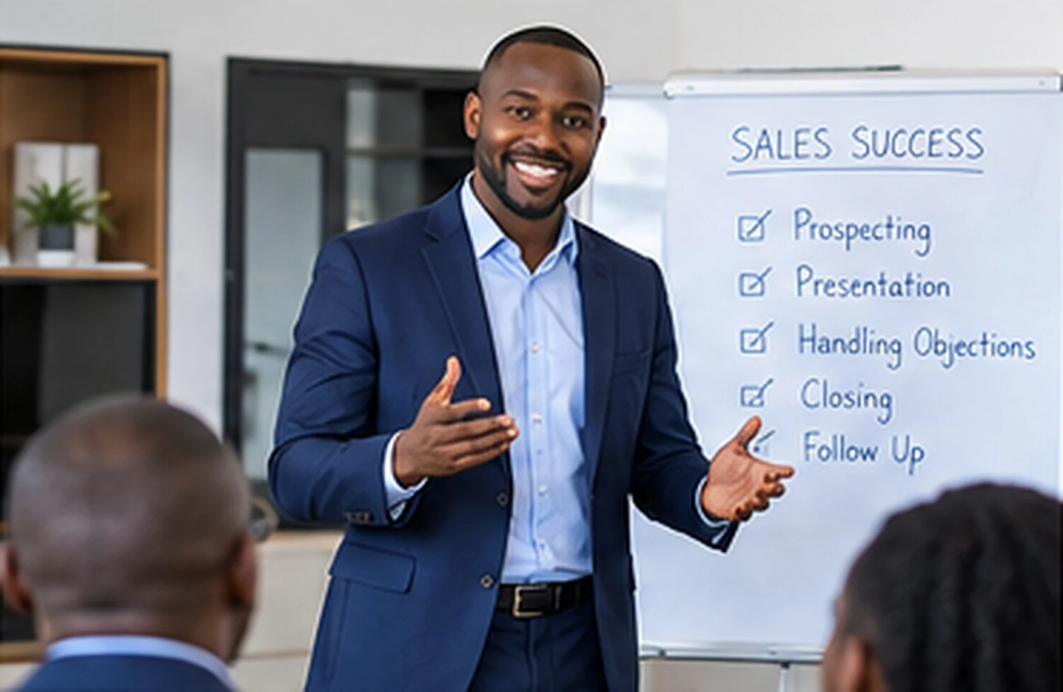 A facilitator leading a practical sales training session